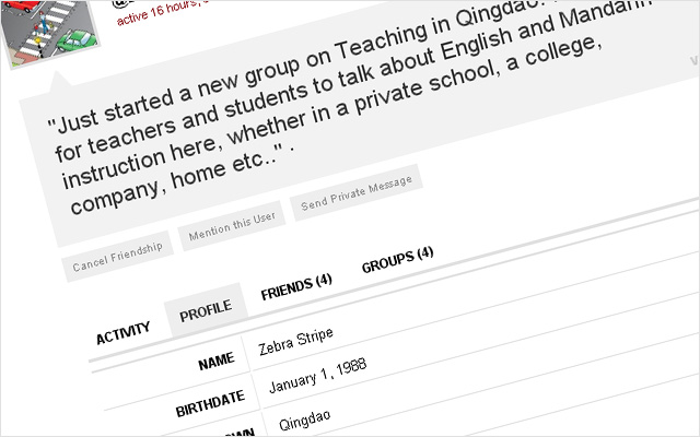 Member Profile Social Networking Features