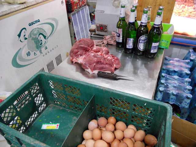 Meat Beer Eggs - a village shop in Laoshan, Qingdao by Clay Army
