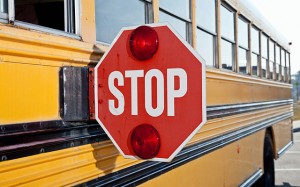 Yellow Bus Red Stop Sign