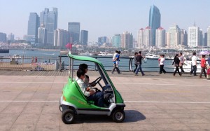 Qingdao Photos Jane Frances Mini Green Electric Car Olympic Center